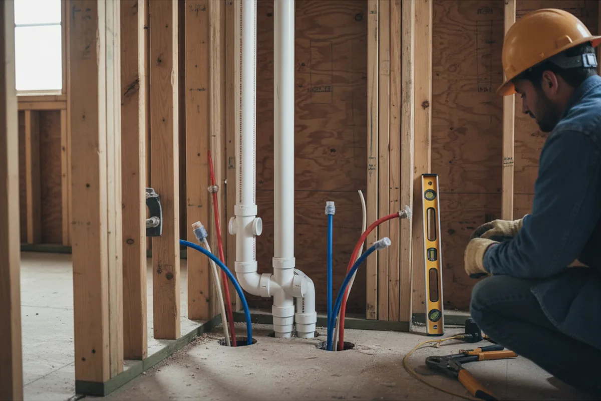 Drain and supply rough-in during Sump Pump Repair in Westminster