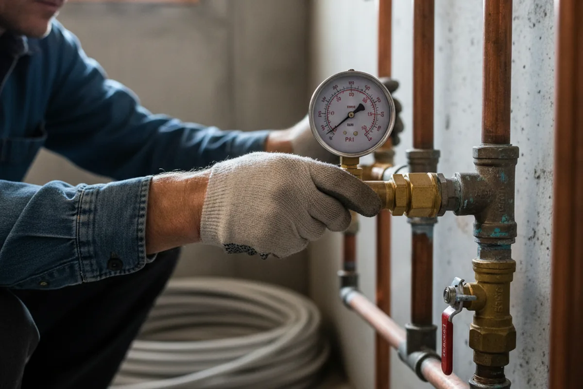 Pressure testing a repaired line during Water Line Repair in Westminster